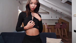 Skinny Mixed Babe Moans For More During Hardcore Anal