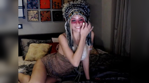 Native American Is Playing With Her Slender Body