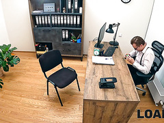 Slutty Babe With A Nice Shaved Pussy Lets A Loan Manager Stuff Her Wet Hole Right In His Office