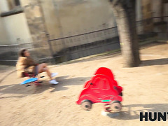 Charming Slim Slutty Brunette Babe Miami Has Lots Of Fun With A Stranger In Front Of Her Cuckold BF