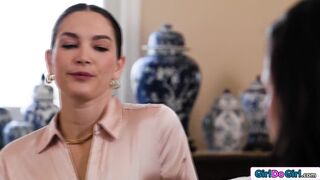 Busty Milf Boss Want Her Asian And Brunette Employee To Lick