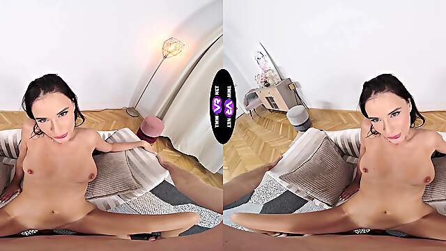 Milena Ray Riding A Big Dick In Vr, Showcasing Her Stunning Slim Body.