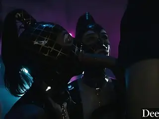 Hardcore BDSM Threesome For Two Submissive Chicks And A Man