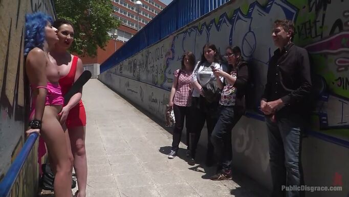 Submissive Babes Sucking Cocks In Public