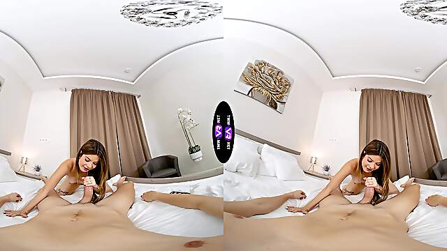 Two Sexy Babes Ride A Big Dick In A Steamy Virtual Reality Scene