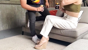 Lovely Fit Blonde Cutie Enjoys Gonzo Sex On The Sofa With Her Brother In0law