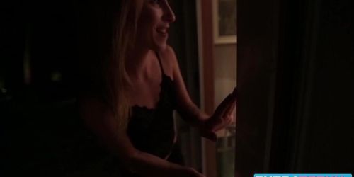 Tiny Hollie Shields Sneaks Into Her Neighbors House For Some Big Cock