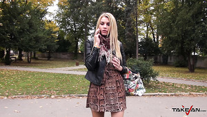 Waiting For Bus Leggy Karina Gets Picked Up And Fucked Hard Enough In The Car