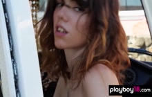 Naked Big Boobed Brunette Babe Azura Grace Cooling Herself Down Outdoor