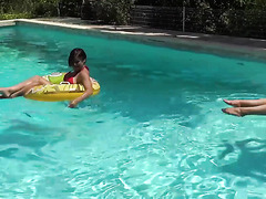 Two Gorgeous French Women Just Love To Get Anal Sex And Hot Cum By The Pool.