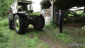 German Mommy And Dad Make Love Outdoor On Farm