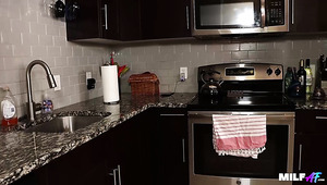 Big Tits Milf Fucks Her Friend’s Son In The Kitchen