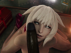 Blonde Furry Y’shtola Rhul Sucks BBC In POV   Porn Cartoon Uncensored