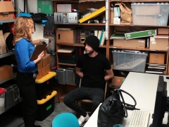 MILF LP Officer Fucks A Male Shoplifter In Her Back Office