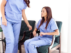 Two Big Boobed Nurses Teach A Horny Patient How To Take Care Of Her Pussy