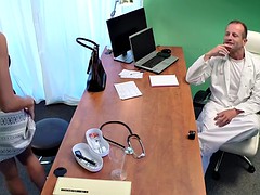 Medical Busty Brunette Fucks For A Nurse Job