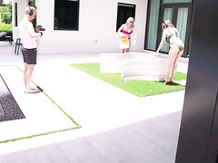 Two Hot MILFs With Huge Boobs Seduce A Younger Guy To Have Fun With Big Cock