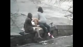 Outdoor Public Sex While Their BFF Watch Their Six