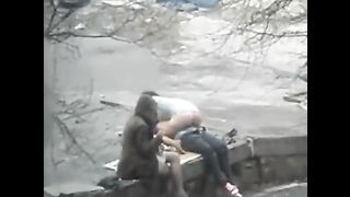 Outdoor Public Sex While Their BFF Watch Their Six