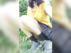 Skinny Teen Flashes And Rubs Her Pussy In Public Area