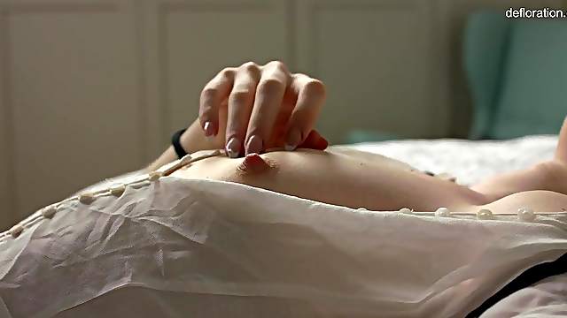 Cute Russian Sensually Rubs Her Perfect Pussy