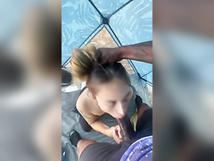 A Cute Latin Bitch Publicly Sucks A Big Black Dick Right In The Tent.