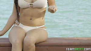 Busty And Voracious Lady Annika Eve Doesn’t Mind Fucking Doggy Outdoors