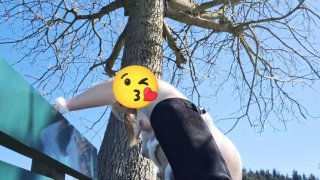 Swiss Teen Bunny Plays With Dildo Outdoor   Solo Masturbation Dirty Talk