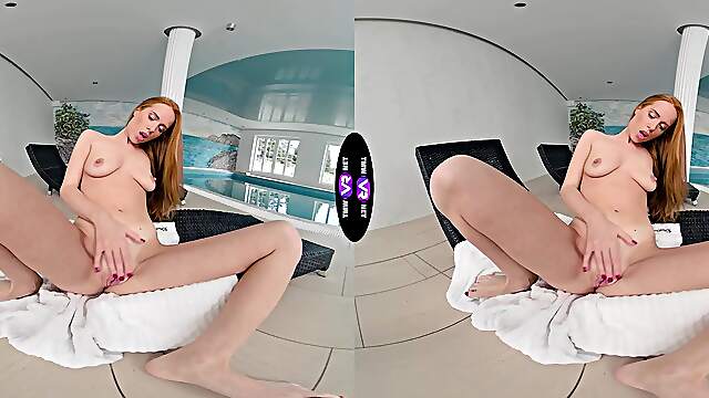 Redhead Beauty Holly Molly Enjoys Solo Play By The Pool In Hd