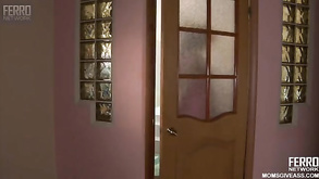 Naked Hippie With Hard Dick And Chubby Stepmom In Bathroom